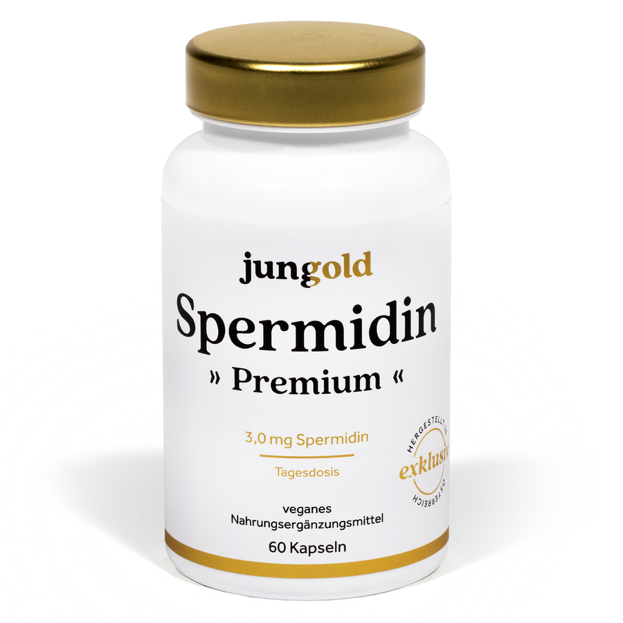 jungold Spermidin Premium 3,0 mg Tagesdosis, veganes und glutunfreies spermidinhaltiges Nahrungsergänzungsmittel aus Österreich